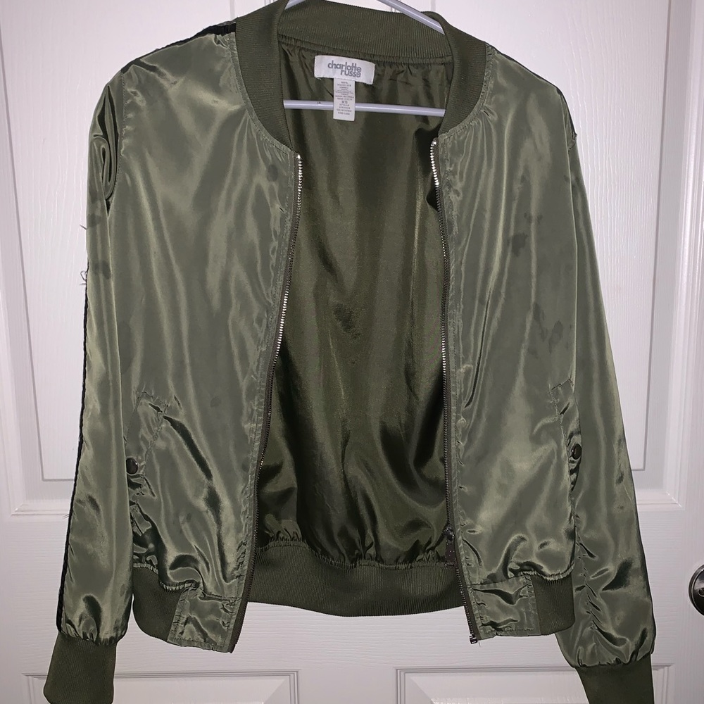 Olive Green Bomber Jacket Charlotte Russe